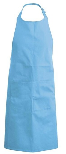 [53141064] KARIBAN APRON BIB + POCKET BLUE LAGONH90XL71CM POLYESTER/COTTON