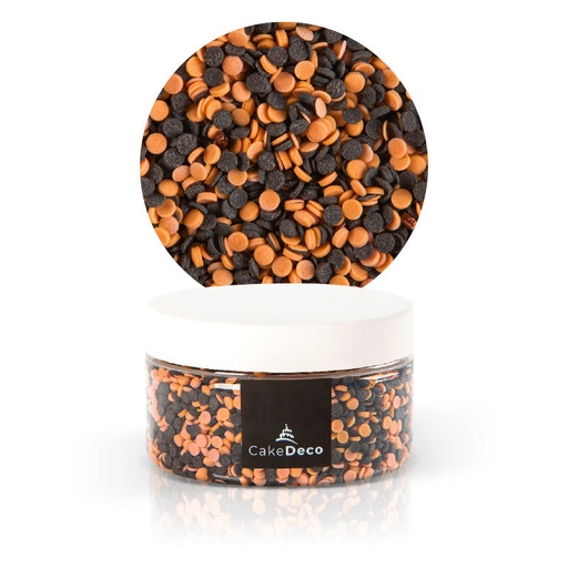 [08054108] 1039101 MINI CONFETTI ORANGE/NOIR EN SUCRE 80G ***S/CDE***