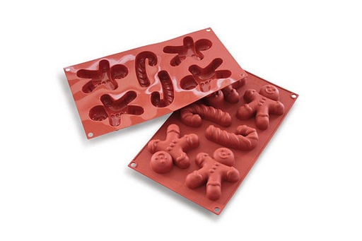 [70408257] SILIKOMART SF106 MOULE 4 GINGERBREAD MAN 90X43 HT 21MM 60.33ML ANTI-ADHESIF GN1/3 -50° À 250°