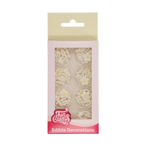 [08053768] FUNCAKES MINI FLEURS EN SUCRE BLANCHES Ø1,4CM 64PCES