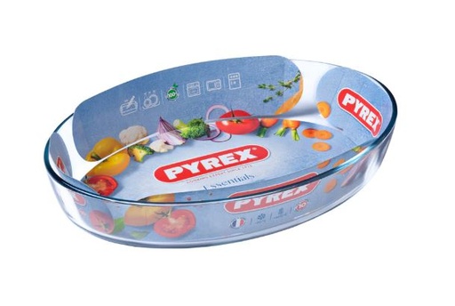 [57661168] PYREX ESSENTIALS PLAT À GRATIN OVALE 39 x 27CM HT 6CM EN VERRE BOROSILICATE 4,2L -40 À +300°C