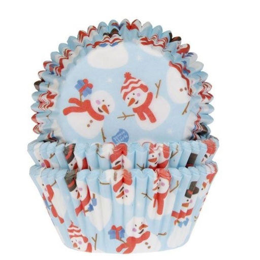 [08053814] H.O.M CAISSETTE CUPCAKE BONHOMME DE NEIGE  50 PCES FOST+ INCLUS