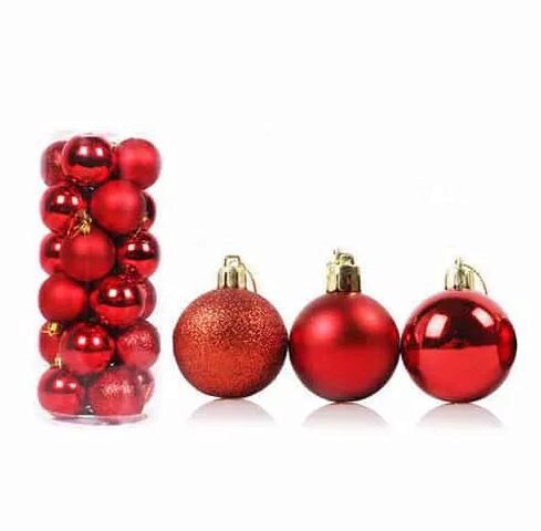 [60700724] BOULES ROUGES AVEC CORDE Ø 3CM TUBE DE 24 PCES