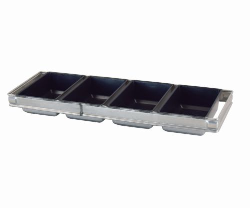 [51201410] 4 VERENIGDE BROODVORMEN 18X12CM H6CM TEFLON VOOR ROTATIEF OVEN INGANG 60CM