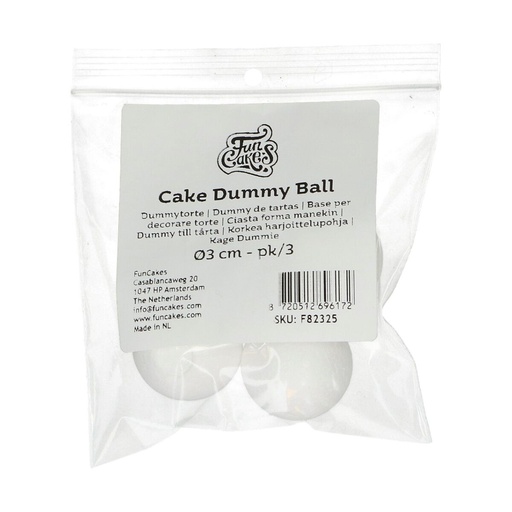 [08053766] FUNCAKES SPHERE CAKE DUMMY Ø3CM 3PCES