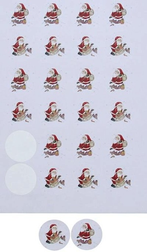 [60700551] JAKU SANTA CLAUS STICKER PM 40MM VEL VAN 24 STUKS