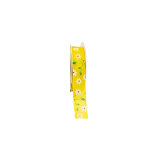 [61700549] RUBAN JAUNE FLEURS 25MMX25M FOST+ INCLUS