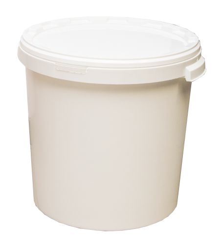 [52311165] SEAU PLASTIQUE ALIM BLANC 32.8L A/COUVERCLE ANSE PLASTIQUE