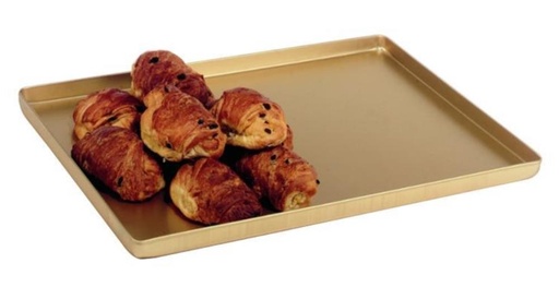 [53304018] GOLD MATT ALUMINUM TRAY 60X40XH1CM 90° PLEATED EDGE