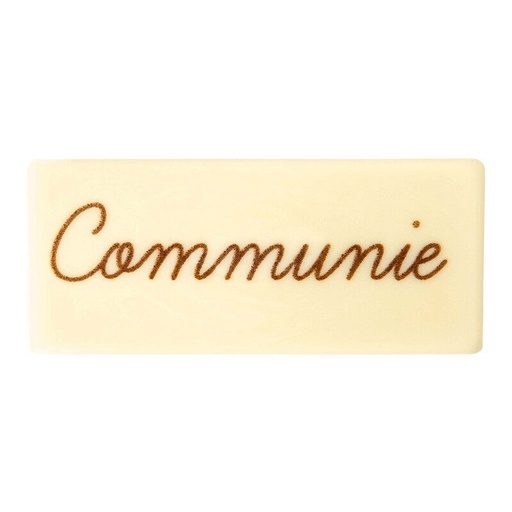 [08053956] 2012818 PLAQUETTE COMMUNIE 80X35MM CHOCOLAT BLANC 36PCES ***S/CDE***