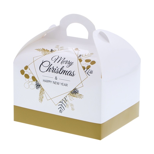 [62230146] BALLOTIN AVEC POIGNEE 500GR MERRY CHRISTMAS & HAPPY NEW YEAR 12X9,6XH13CM