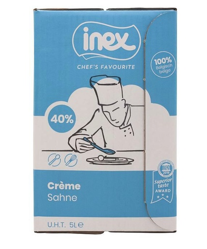 [06020262] INEX SLAGROOM 40% UHT BIB 5 L 2635 = LITER