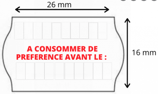 [60180068] ETIQUETTE BLITZ 26X16MM R "À CONSOMMER DE PRÉFÉRENCE" BOITE DE 36 ROULEAUX DE 1000 ETIQUETTES