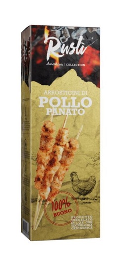 [06100939] RUSTI ARROSTICINI POULET PANÉ * 12 * PIÈCES X 25GR