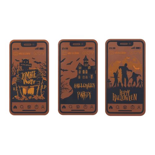 [08058166] 088144 PCB HALLOWEEN PARTIJ GEDRUKTE BLADEN VOOR SMARTPHONE 11.6X6.1CM 12STKS ***S/CDE ***