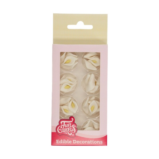 [08053771] FUNCAKES SUGAR FLOWERS WHITE CALLA Ø2.5-1.3CM 24PCS