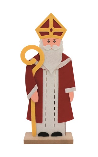 [62230008] SINTERKLAAS IN VILT OP PLAATS 420MM