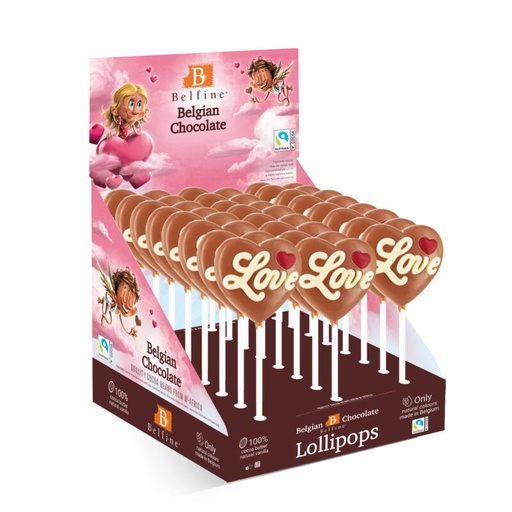 [13030428] HEART LOVE LOLLIPOPS COLORED MILK 24 X 35GR