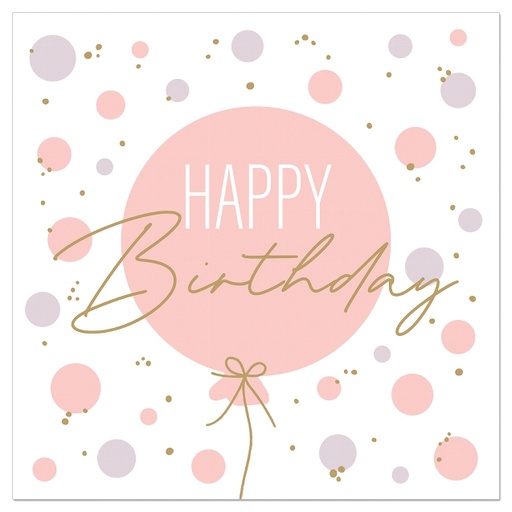 [60700814] ARTEBENE SERVET 33X33CM BALLON NUDE HAPPY BIRTHDAY 20ST