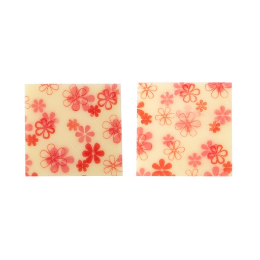 [08054540] 2010823 VIERKANT ROZE BLOEMEN 3 CM CHOCOLADE 132 STUKKEN ***S/CD***