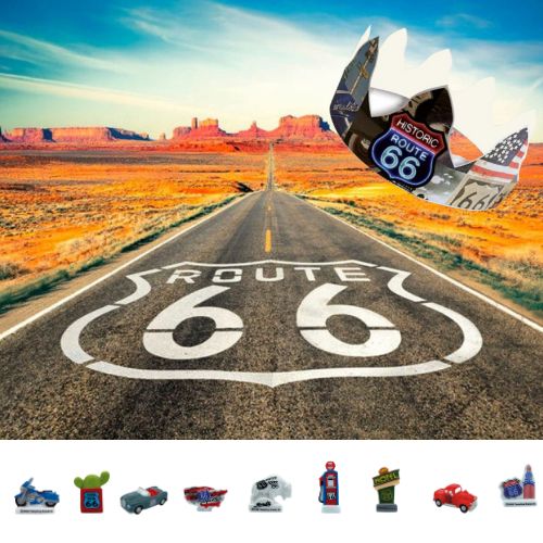 [60229084] 100PC "ROUTE 66" SANTON FIGURINES + CROWNS ***NEW 2024***