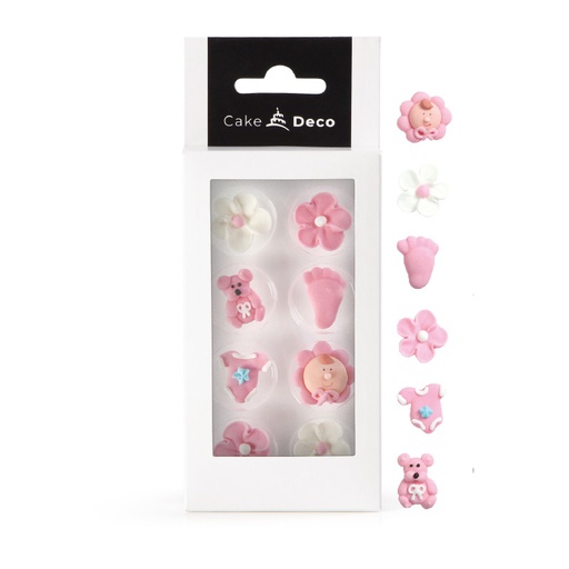 [14030367] *FF*1039312 SUJET EN SUCRE BEBE ROSE 2.5CM BLISTER DE 8SUJETS ***S/CD***