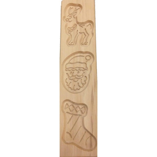 [55330008] FORME MOULE SPECULOOS 3FIGURES-RENNE-PERE NOEL-CHAUSSETTE -3X8CM - 25SPE3K2