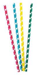 [53533103] GEKLEURDE STIPPEN KARTONNEN RIETJES 240X8MM PAK VAN 100 STUKS