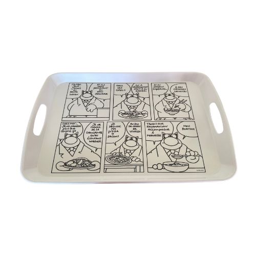 [60230911] LE CHAT PLATEAU NOIR ET BLANC 46X32CMP.GELUCLK
