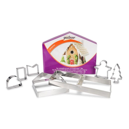 [08053698] PATISSE STAINLESS STEEL COOKIE CUTTER KIT FOR HOMEMADE GINGERBREAD - HOUSEHOLD