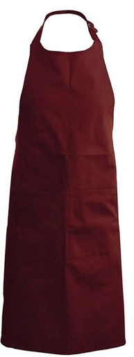 [53141054] KARIBAN APRON BIB + POCKET BURGUNDY H90XL71CM POLYESTER/COTTON