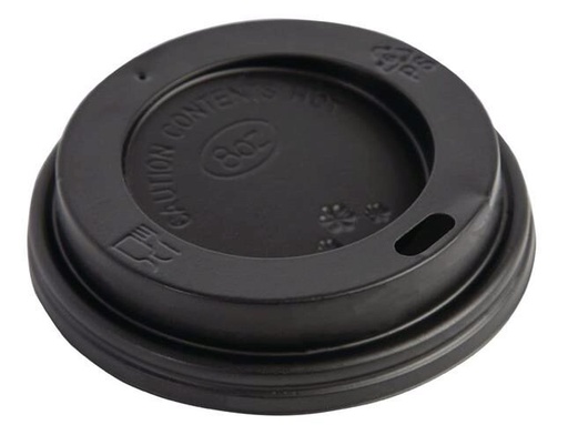 [53533086] COUVERCLE NOIR GOBELET A CAFE PLAT POUR 8OZ-230ML 100 PCES