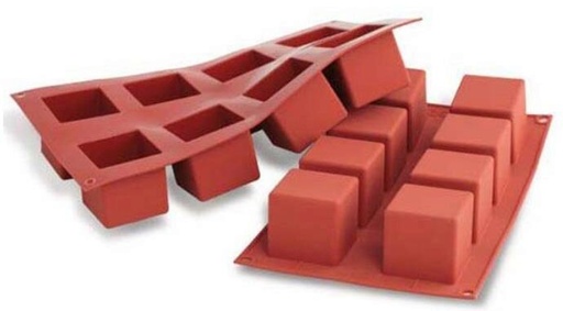 [57663925] SILIKOMART SF104 VORM 8 BLOKJES 50X50 HT 50MM 125ML ANTI-AANBAK GN1/3 -50° TOT 250°