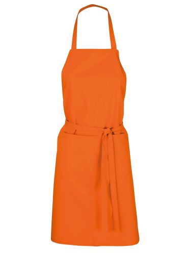 [53141043] TABLIER KARIBAN BAVETTE + POCHE ORANGEH90XL71CM POLYESTER/COTON