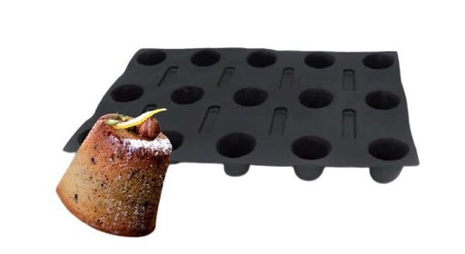 [70408363] FP-01098 FLEXIPAN® ORIGINELE DARIOLES 60X40CM 15EMP Ø6,5/4,2CM H5,5CM VOL 128ML