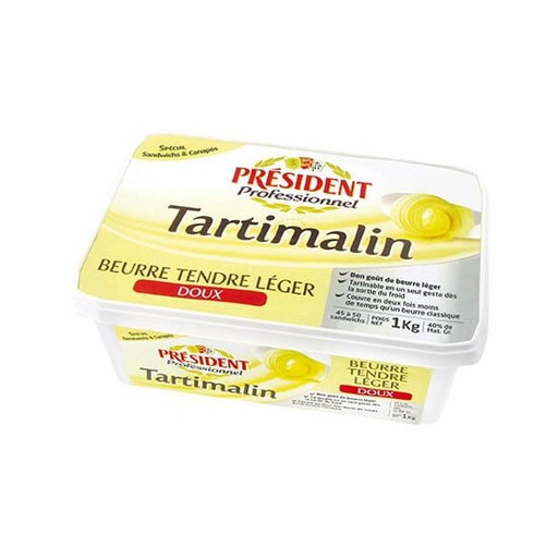 [06100590] PRESIDENT TARTIMALIN LICHTE, ZACHTE SMEERBARE BOTER 40% MG 1KG