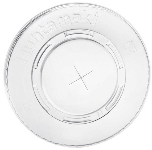 [25101150] COUVERCLE PLAT PET TRANSP DIAM 95MM AVEC TROU PAQUET DE 100 PCES