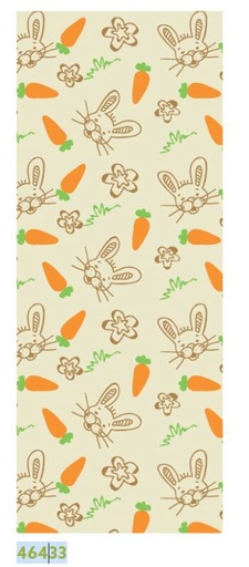 [08053931] *FF* 2046433 FEUILLE TRANSFERT LAPIN CAROTTE 40X30CM 30 PCES ***S/CDE***