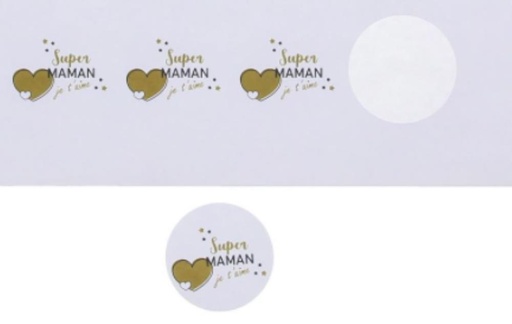 [60100484] STICKER 4 CM "GOLDEN HEART" SUPER MAMAN5 X 24PC PAR PAQUET