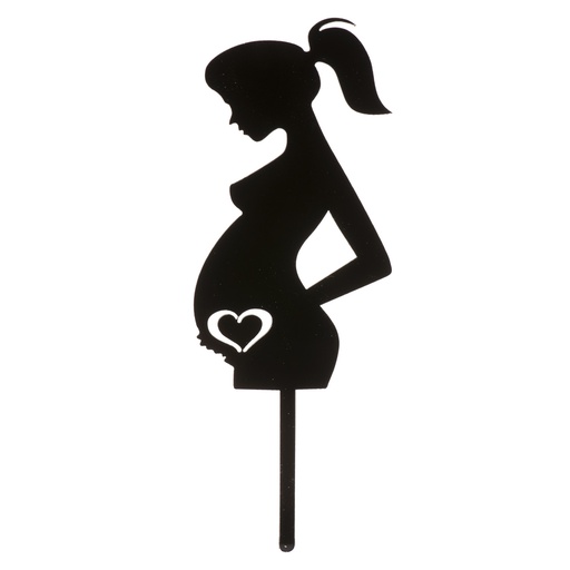 [08041086] CAKE TOPPER FEMME ENCEINTE NOIR 160X60MM