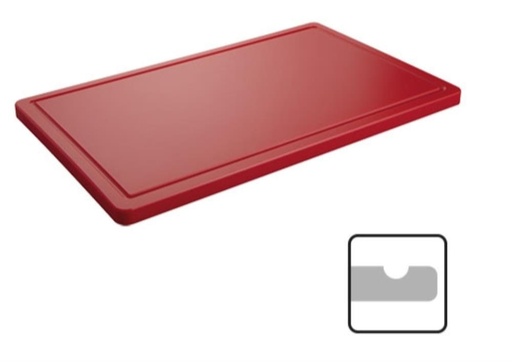 [50706073] CATERCHEF POLY BORD GN1/1 ROOD 53X32.5X2CM MET GROEF