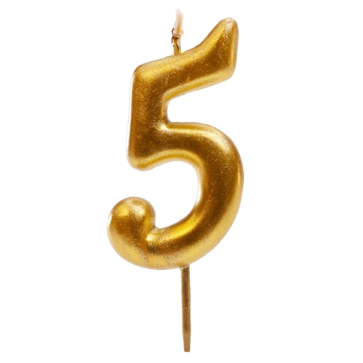 [08041595] GOLD NUMBER CANDLE NO. 5 5.5CM