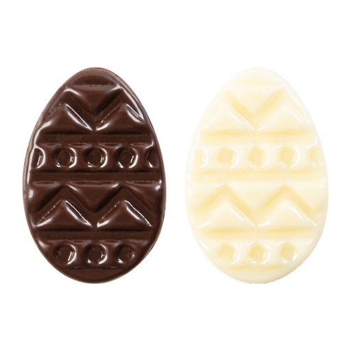 [08053905] 2069123 PLAQUETTE ŒUF RELIEF 30X20MM CHOCOLAT NOIR &BLANC 250 PCES