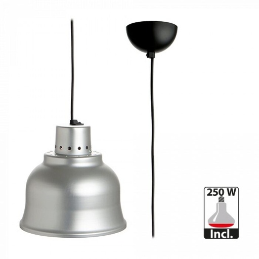 [60251262] ABAT JOUR ALUMINIUM 23CM A/LAMPE 250W CHAUFFANTE INFRA RGE 180CM