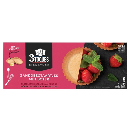 [05101513] 3 TOQUES SWEET SHORTBREAD TARTLET Ø8.5CMH1.6CM MARGARINE 9 PCES