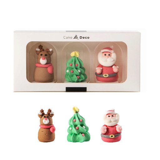 [08054177] 1039406 PÈRE NOEL&RENNE&SAPIN 3D EN SUCRE 4CM 3 PCES***S/CDE***