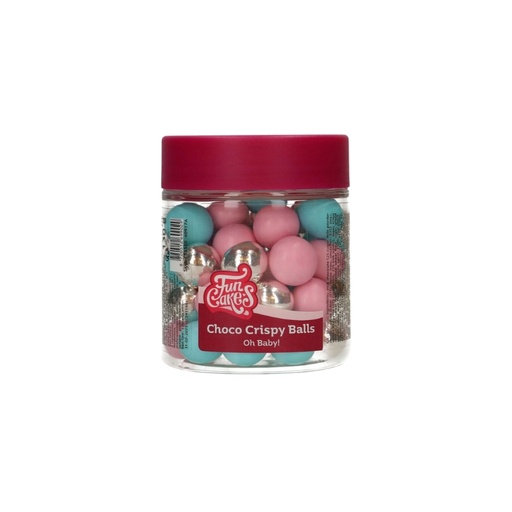[08052524] FUNCAKES BOULES CHOCO CROUSTILLANTES ASSORTIES ROSE BLEU ARGENT 130GR