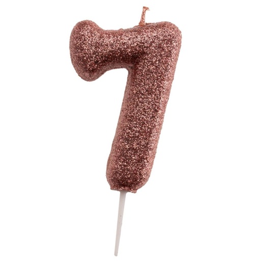 [08041517] BOUGIE CHIFFRE ROSE OR N°7 7CM