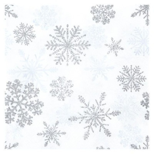 [60700821] HOME FASHION NAPKIN 33X33CM SILVER CRYSTALS 20PCS