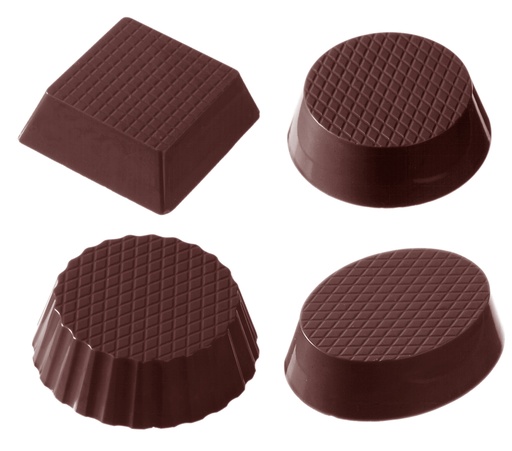 [70409562] PETIT FOUR CHOCOLATE MOLD CUP 4 FIG. CW2112 3X4 -- 32GR